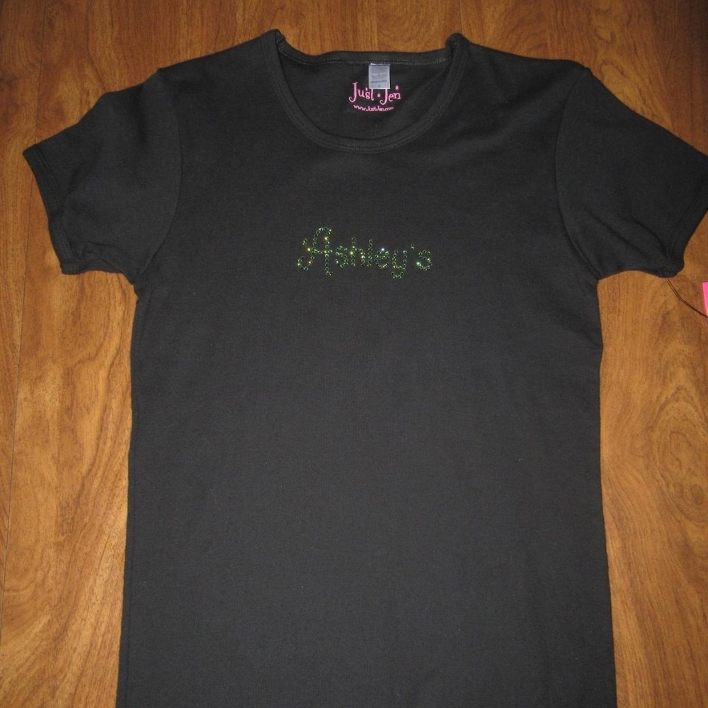 Just Jen Large Black Rhinestone Ashley's Shirt NWT